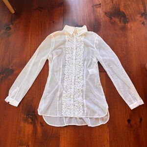 Vintage Cotton Sheer Tuxedo Button Down Shirt